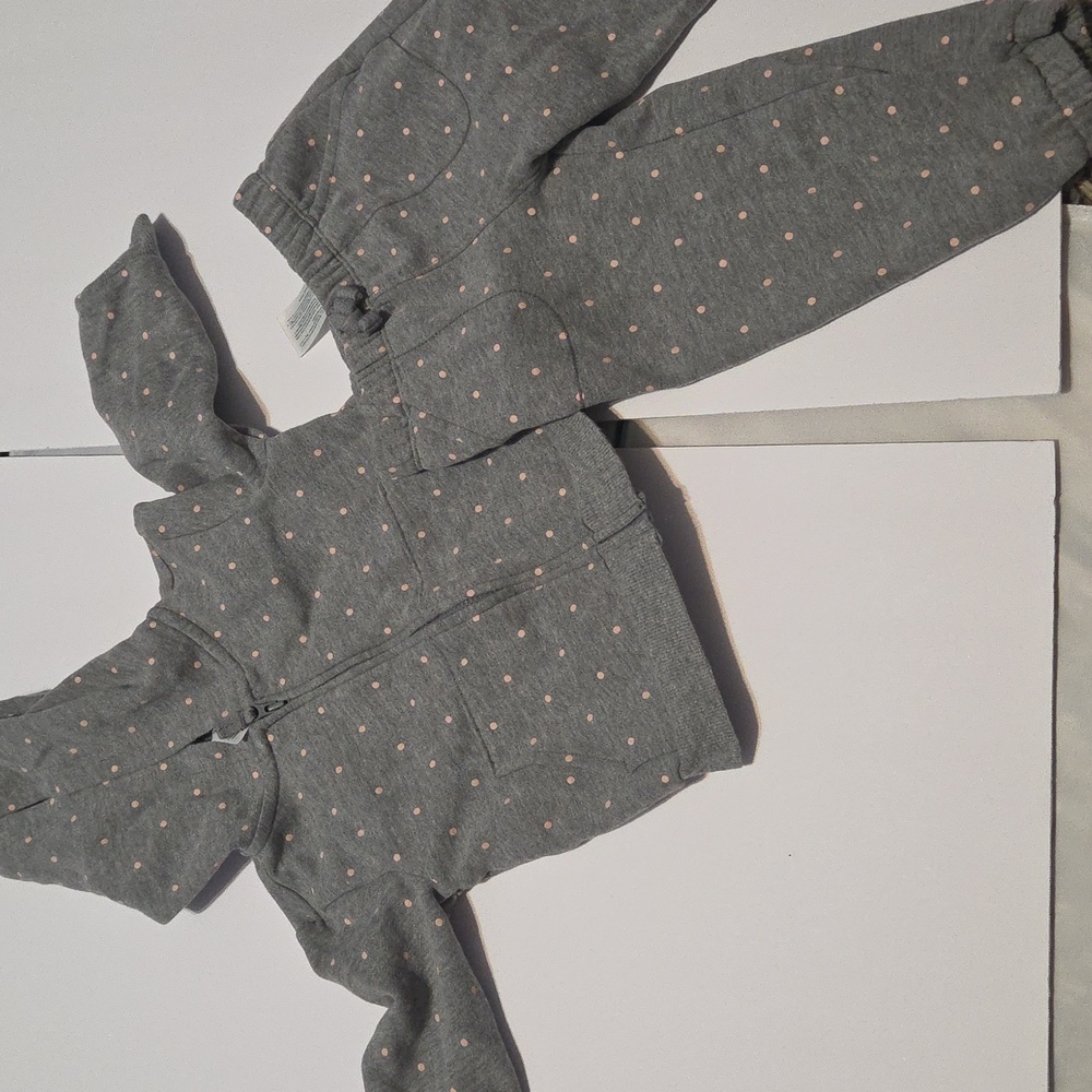 Carter's Gray Hoodie with Pink Polka Dots